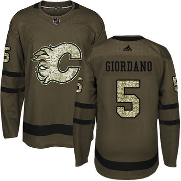 Personalized Youth Calgary Flames #5 Mark Giordano Green Salute to Service Stitched NHL Jersey