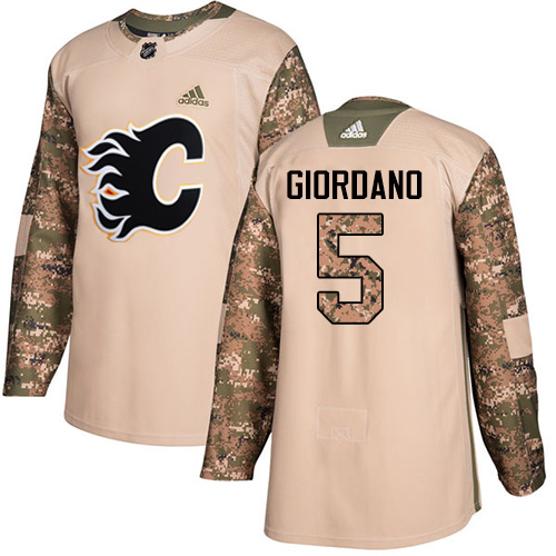 Personalized Youth Calgary Flames #5 Mark Giordano Camo Authentic 2017 Veterans Day Stitched NHL Jersey