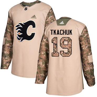 Personalized Youth Calgary Flames #19 Matthew Tkachuk Camo Authentic 2017 Veterans Day Stitched NHL Jersey