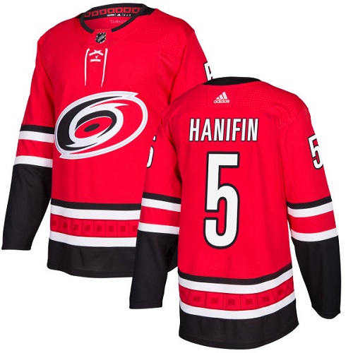 Personalized Youth Carolina Hurricanes #5 Noah Hanifin Red Home Authentic Stitched NHL Jersey