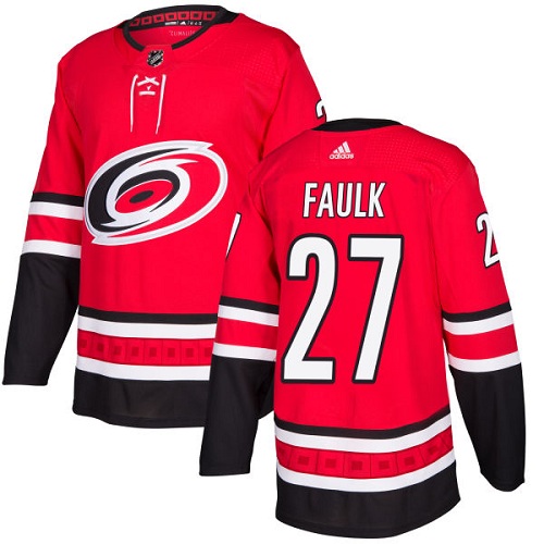 Personalized Youth Carolina Hurricanes #27 Justin Faulk Red Home Authentic Stitched NHL Jersey