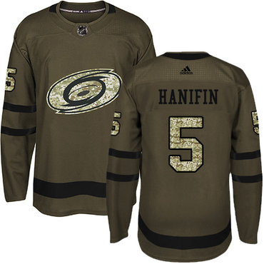 Personalized Youth Carolina Hurricanes #5 Noah Hanifin Green Salute to Service Stitched NHL Jersey
