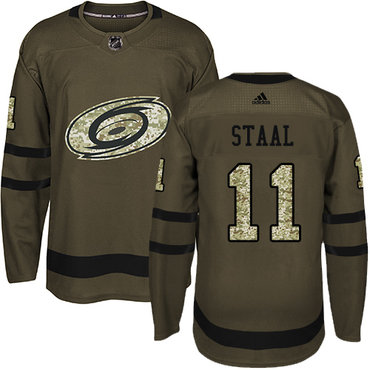 Personalized Youth Carolina Hurricanes #11 Jordan Staal Green Salute to Service Stitched NHL Jersey