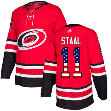 Personalized Youth Carolina Hurricanes #11 Jordan Staal Red Home Authentic USA Flag Stitched NHL Jersey