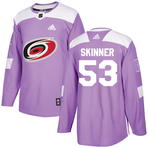 Personalized Youth Carolina Hurricanes #53 Jeff Skinner Purple Authentic Fights Cancer Stitched NHL Jersey