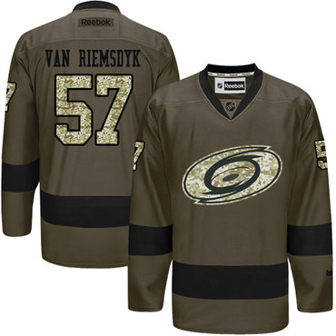 Personalized Youth Carolina Hurricanes #57 Trevor Van Riemsdyk Green Salute to Service Stitched NHL Jersey