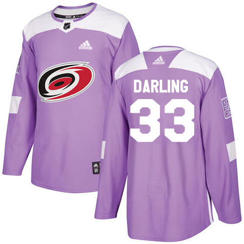 Personalized Youth Carolina Hurricanes #33 Scott Darling Purple Authentic Fights Cancer Stitched NHL Jersey