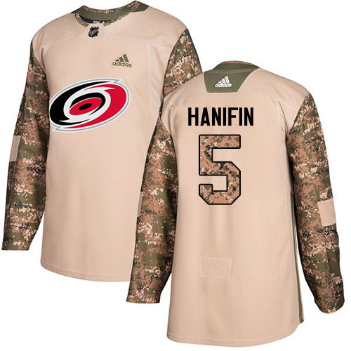 Personalized Youth Carolina Hurricanes #5 Noah Hanifin Camo Authentic 2017 Veterans Day Stitched NHL Jersey