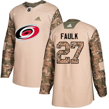 Personalized Youth Carolina Hurricanes #27 Justin Faulk Camo Authentic 2017 Veterans Day Stitched NHL Jersey