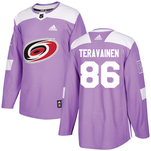 Personalized Youth Carolina Hurricanes #86 Teuvo Teravainen Purple Authentic Fights Cancer Stitched NHL Jersey
