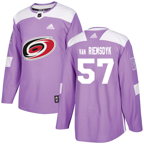 Personalized Youth Carolina Hurricanes #57 Trevor Van Riemsdyk Purple Authentic Fights Cancer Stitched NHL Jersey