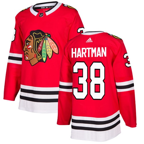 Personalized Youth Chicago Blackhawks #38 Ryan Hartman Red Home Authentic Stitched NHL Jersey