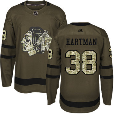 Personalized Youth Chicago Blackhawks #38 Ryan Hartman Green Salute to Service Stitched NHL Jersey