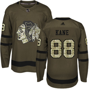 Personalized Youth Chicago Blackhawks #88 Patrick Kane Green Salute to Service Stitched NHL Jersey