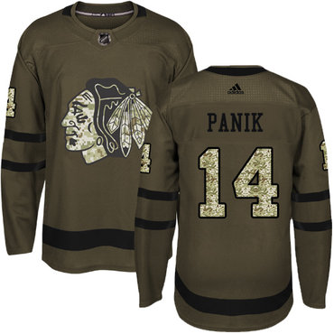 Personalized Youth Chicago Blackhawks #14 Richard Panik Green Salute to Service Stitched NHL Jersey