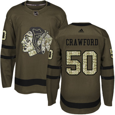 Personalized Youth Chicago Blackhawks #50 Corey Crawford Green Salute to Service Stitched NHL Jersey