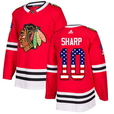 Personalized Youth Chicago Blackhawks #10 Patrick Sharp Red Home Authentic USA Flag Stitched NHL Jersey