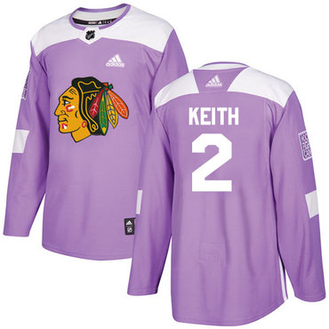 Personalized Youth Chicago Blackhawks #2 Duncan Keith Purple Authentic Fights Cancer Stitched NHL Jersey