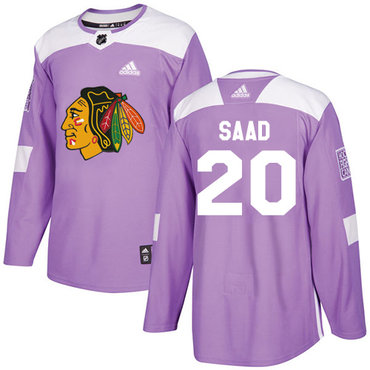Personalized Youth Chicago Blackhawks #20 Brandon Saad Purple Authentic Fights Cancer Stitched NHL Jersey