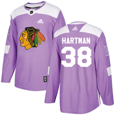 Personalized Youth Chicago Blackhawks #38 Ryan Hartman Purple Authentic Fights Cancer Stitched NHL Jersey