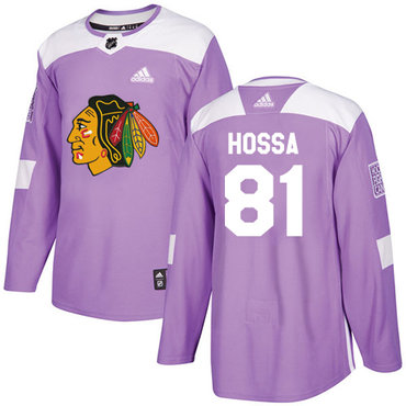 Personalized Youth Chicago Blackhawks #81 Marian Hossa Purple Authentic Fights Cancer Stitched NHL Jersey