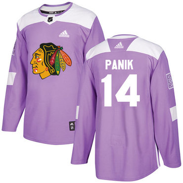 Personalized Youth Chicago Blackhawks #14 Richard Panik Purple Authentic Fights Cancer Stitched NHL Jersey