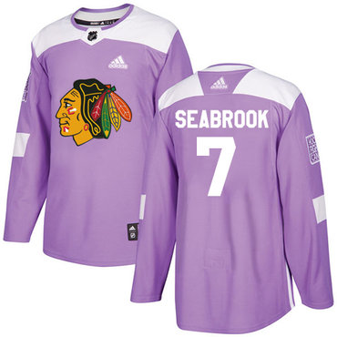 Personalized Youth Chicago Blackhawks #7 Brent Seabrook Purple Authentic Fights Cancer Stitched NHL Jersey