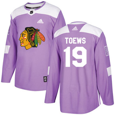 Personalized Youth Chicago Blackhawks #19 Jonathan Toews Purple Authentic Fights Cancer Stitched NHL Jersey