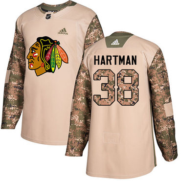 Personalized Youth Chicago Blackhawks #38 Ryan Hartman Camo Authentic 2017 Veterans Day Stitched NHL Jersey