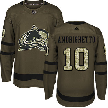 Personalized Avalanche #10 Sven Andrighetto Green Salute to Service Stitched Youth NHL Jersey