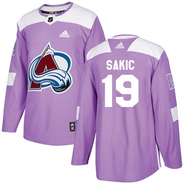 Personalized Avalanche #19 Joe Sakic Purple Authentic Fights Cancer Stitched Youth NHL Jersey