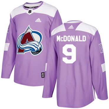 Personalized Avalanche #9 Lanny McDonald Purple Authentic Fights Cancer Stitched Youth NHL Jersey