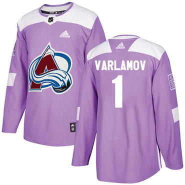 Personalized Avalanche #1 Semyon Varlamov Purple Authentic Fights Cancer Stitched Youth NHL Jersey