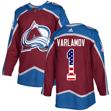 Personalized Avalanche #1 Semyon Varlamov Burgundy Home Authentic USA Flag Stitched Youth NHL Jersey