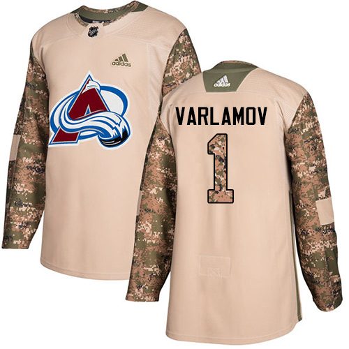 Personalized Avalanche #1 Semyon Varlamov Camo Authentic 2017 Veterans Day Stitched Youth NHL Jersey