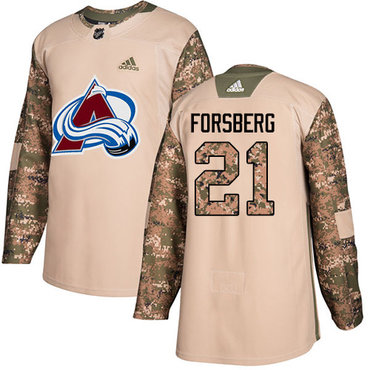 Personalized Avalanche #21 Peter Forsberg Camo Authentic 2017 Veterans Day Stitched Youth NHL Jersey