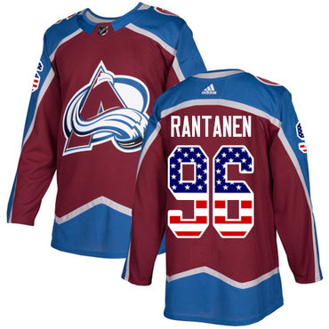 Personalized Avalanche #96 Mikko Rantanen Burgundy Home Authentic USA Flag Stitched Youth NHL Jersey