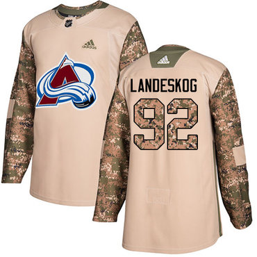 Personalized Avalanche #92 Gabriel Landeskog Camo Authentic 2017 Veterans Day Stitched Youth NHL Jersey