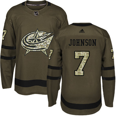 Personalized Youth Columbus Blue Jackets #7 Jack Johnson Green Salute to Service Stitched NHL Jersey