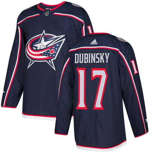 Personalized Youth Columbus Blue Jackets #17 Brandon Dubinsky Navy Blue Home Authentic Stitched NHL Jersey