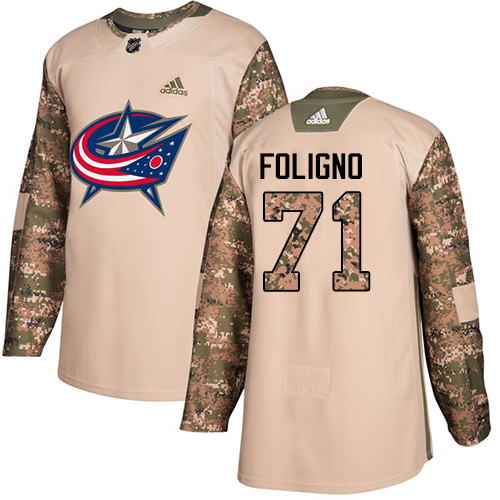 Personalized Youth Columbus Blue Jackets #71 Nick Foligno Camo Authentic 2017 Veterans Day Stitched NHL Jersey