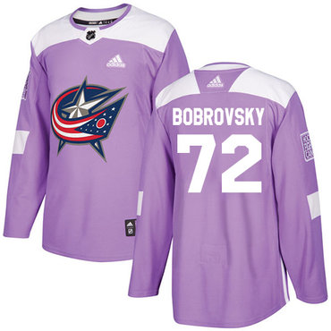 Personalized Youth Columbus Blue Jackets #72 Sergei Bobrovsky Purple Authentic Fights Cancer Stitched NHL Jersey