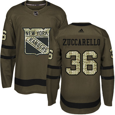 Personalized Youth Detroit Rangers #36 Mats Zuccarello Green Salute to Service Stitched NHL Jersey