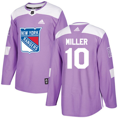 Personalized Youth Detroit Rangers #10 J.T. Miller Purple Authentic Fights Cancer Stitched NHL Jersey