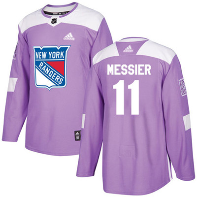 Personalized Youth Detroit Rangers #11 Mark Messier Purple Authentic Fights Cancer Stitched NHL Jersey