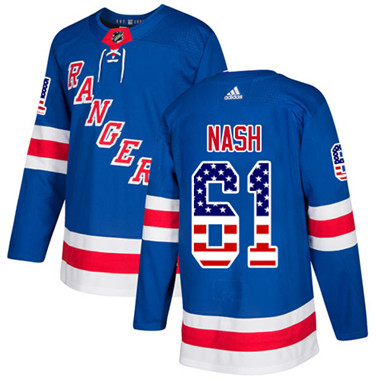 Personalized Youth Detroit Rangers #61 Rick Nash Royal Blue Home Authentic USA Flag Stitched NHL Jersey
