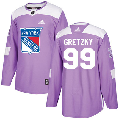Personalized Youth Detroit Rangers #99 Wayne Gretzky Purple Authentic Fights Cancer Stitched NHL Jersey