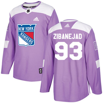 Personalized Youth Detroit Rangers #93 Mika Zibanejad Purple Authentic Fights Cancer Stitched NHL Jersey