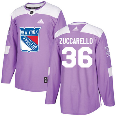 Personalized Youth Detroit Rangers #36 Mats Zuccarello Purple Authentic Fights Cancer Stitched NHL Jersey