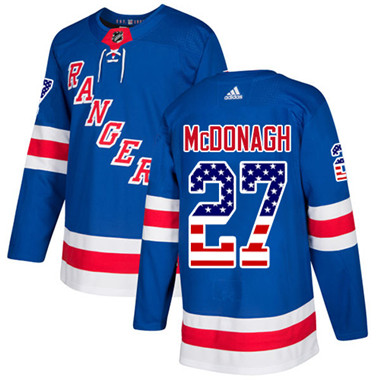 Personalized Youth Detroit Rangers #27 Ryan McDonagh Royal Blue Home Authentic USA Flag Stitched NHL Jersey